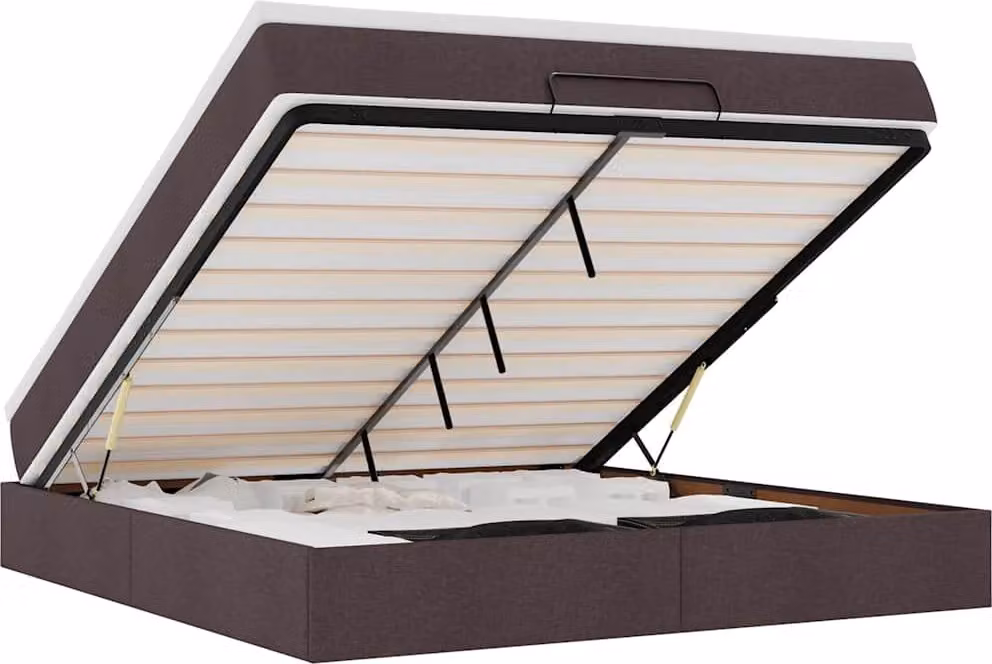 vidaXL Ottoman letto con materasso marrone scuro 180x200 cm tessuto
