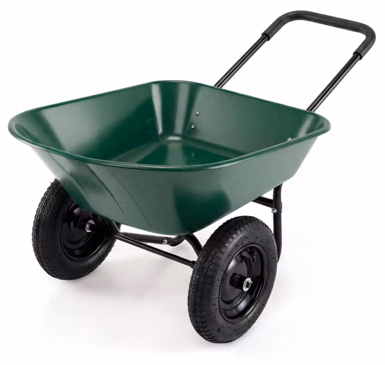 Carriola a due ruote COSTWAY da 78 L e 100 kg, con funzione di ribaltamento e ruote in gomma piena, carriola da giardino, carriola da cantiere, carriola da trasporto, in metallo 64x138x65 cm