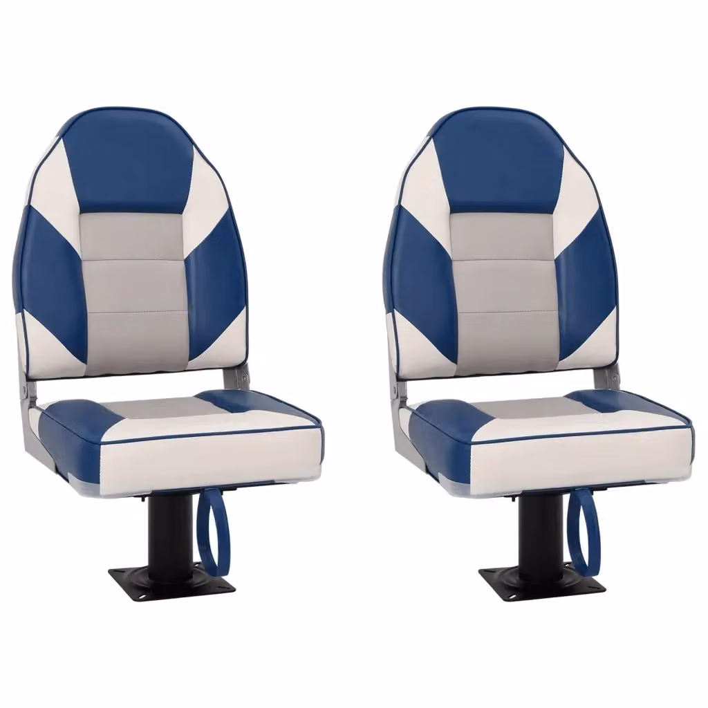 Set di 2 sedili per barca vidaXL con supporto girevole a 360 gradi e struttura imbottita in metallo, disponibili in bianco, blu, grigio o nero – 2