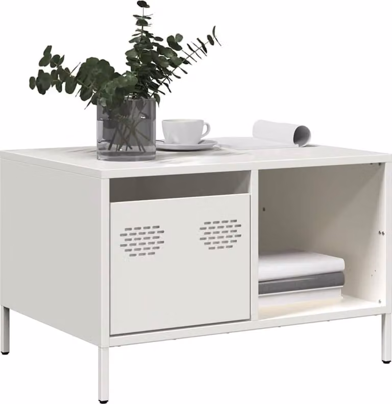 Maison Exclusive - Tavolino bianco 68,5x50x43,5 cm Acciaio laminato a freddo