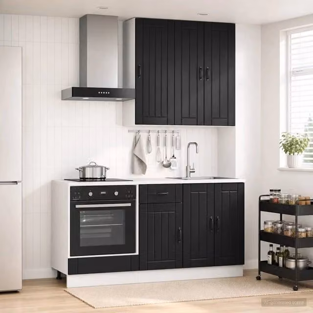 Unità Cucina LUCCA 5 pz Nero Legno ingegnerizzato 3438266