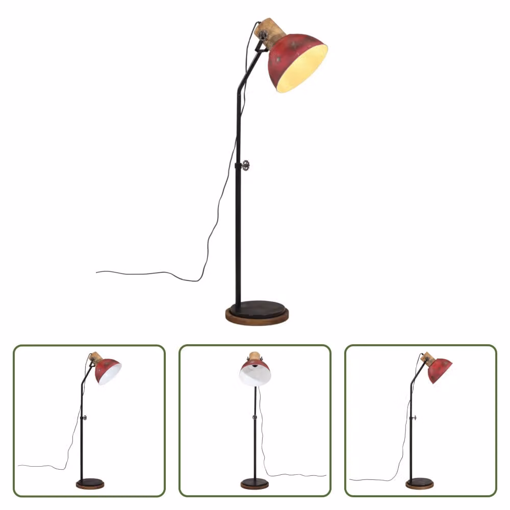 The Living Store Lampada da terra 25 W Rosso 30x30x100-150 cm E27