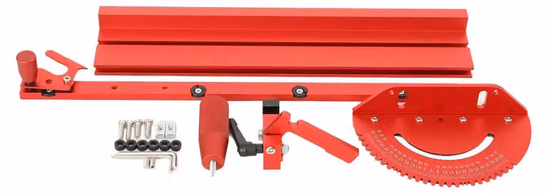 Sistema di guida a coda di rondine per seghe circolari da banco - 1 set - Profilo in alluminio da 400 mm - Guida con fermo - Adatto per fresatrici