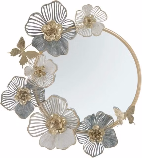 Specchio da parete Amy Vikasa Home rotondo con cornice in metallo e MDF, disponibile in oro, nero o bianco, L: 46,5 cm, H: 70,5 cm, P: 46,5 cm