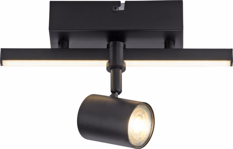 Lampada da parete e soffitto nera 1xGU10/4,50W/3000K, 1xLED-Board 3W