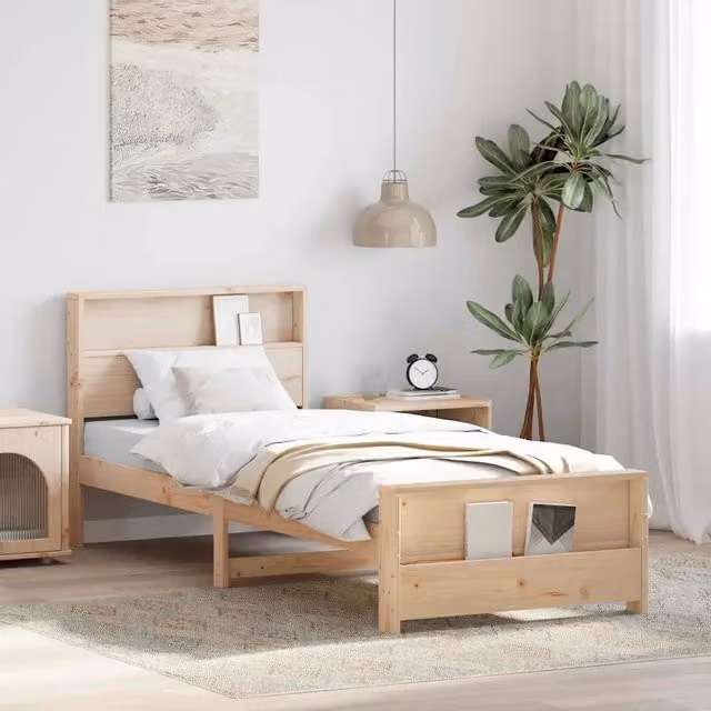 Struttura letto con giroletto in legno di pino marrone L/P: 90 x 190 cm – 1