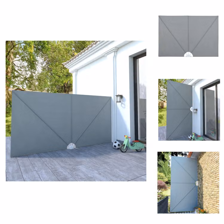 vidaXL Ventilatore laterale pieghevole grigio 400×200 cm - Ombrelloni e tende da sole