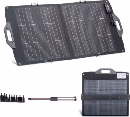 Pannello Solare Bifacciale VEVOR da 100 W, Pannello Fotovoltaico Monocristallino Pieghevole di Tipo N con Uscita MC4 e USB-C, Colore Nero