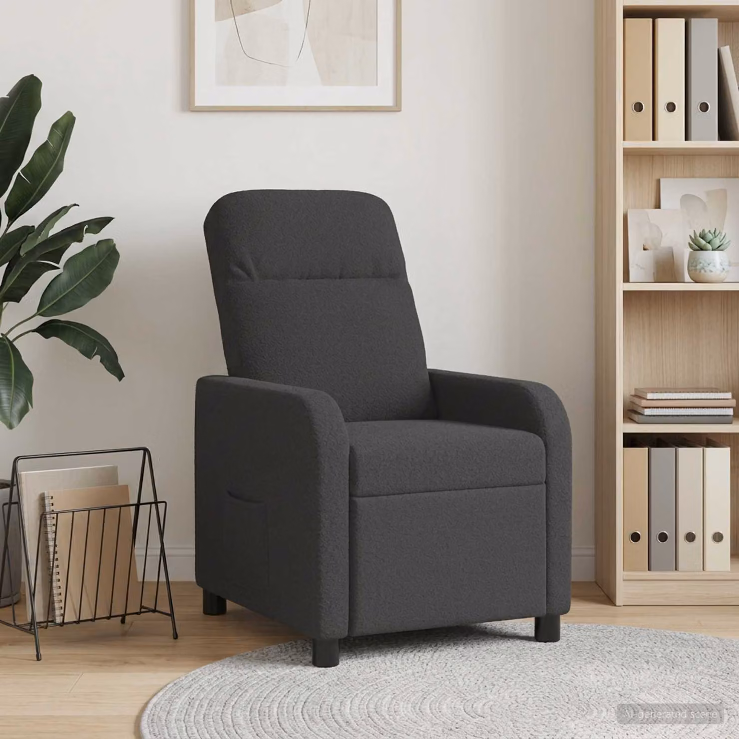 vidaXL Poltrona reclinabile moderna in tessuto bouclé grigio con braccioli