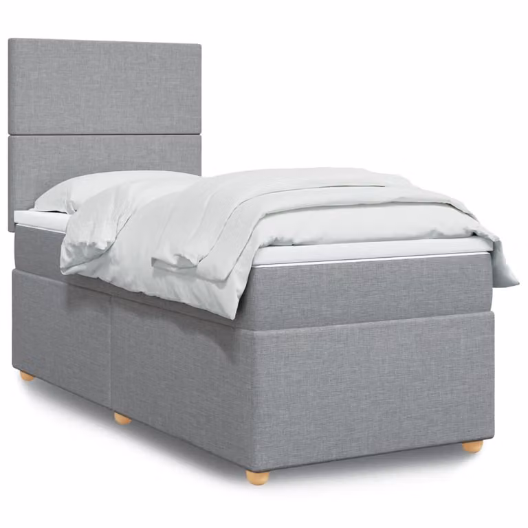 vidaXL Giroletto a Molle con Materasso Ibrido in Tessuto Grigio e Bianco L/P/H: 200 x 80 x 150,5 cm