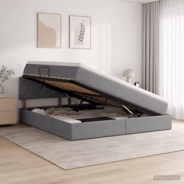 Letto con contenitore e materasso Grigio Scuro 180 x 200 cm 3458701