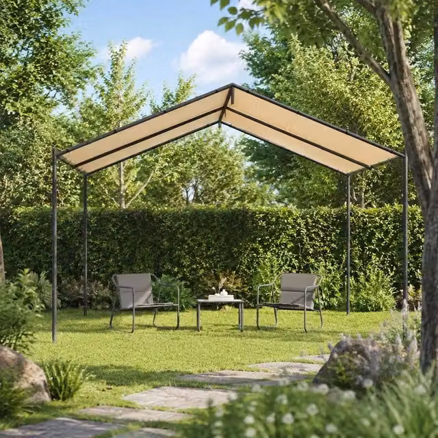 Garden Pavilion, Beige, 4x4 M, Steel And Fabric