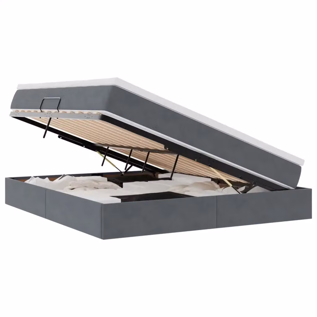 Letto con contenitore e materasso ibrido vidaXL in tessuto grigio scuro L/P/H: 180 x 200 x 280 cm – 2