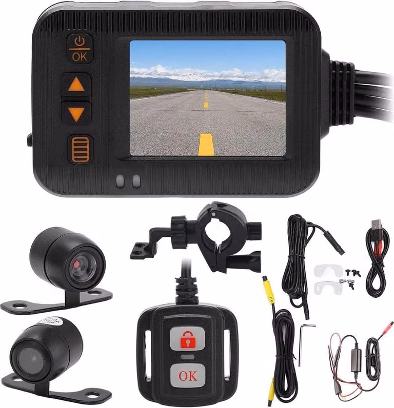 Registratore video per motociclette - Registrazione HD impermeabile - Rilevamento del movimento - Registrazione continua - Installazione semplice