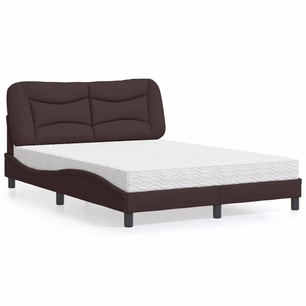 Letto con Materasso Hvar vidaXL Marrone Scuro e Bianco L/P/H: 140 x 190 cm – 1