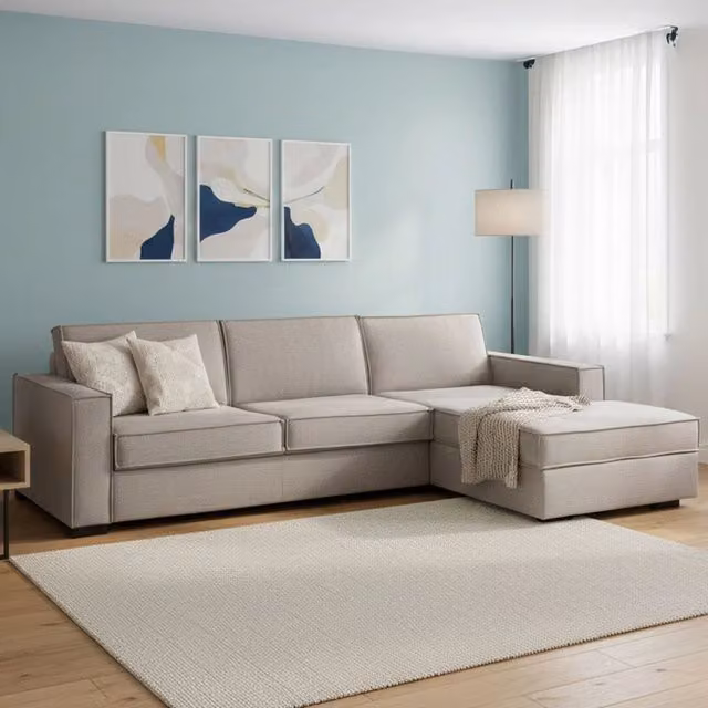 Divano Letto Afar di Talamo Italia con Penisola Sfoderabile, Grigio, L/P/H: 260 x 95 x 90 cm – 1