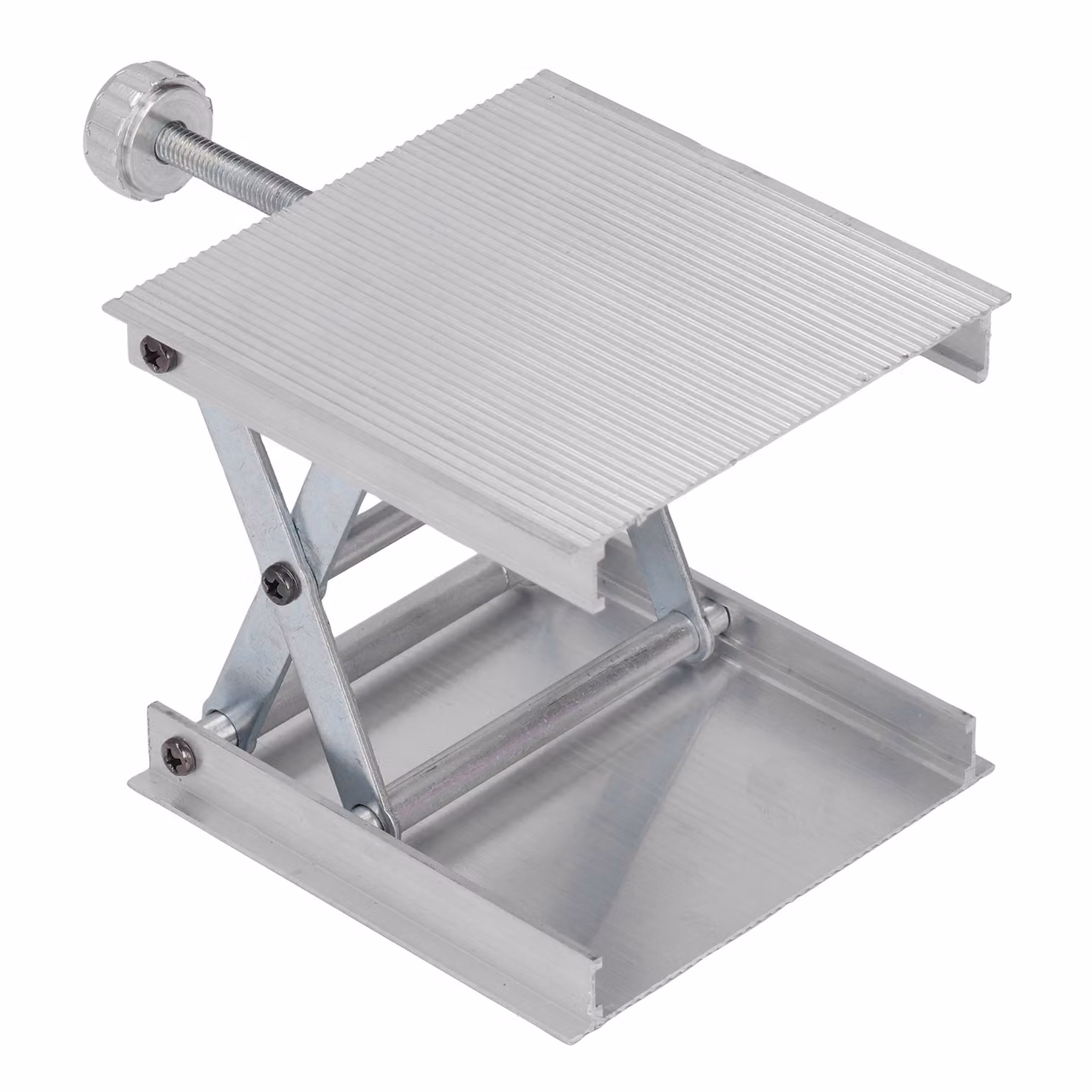 Piattaforma di sollevamento da laboratorio 90x90 mm, strumento di misurazione regolabile in altezza, piattaforma di sollevamento manuale, colore argento