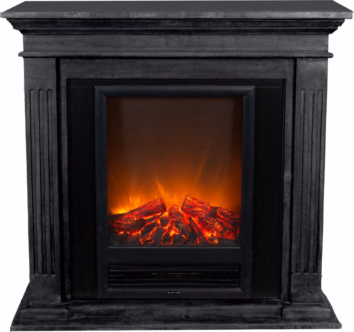 Caminetto elettrico Xaralyn - Cadiz EEL-SBU - pietra naturale nera - 1300 Watt di riscaldamento - con telecomando - caminetto da incasso incluso - caminetto decorativo