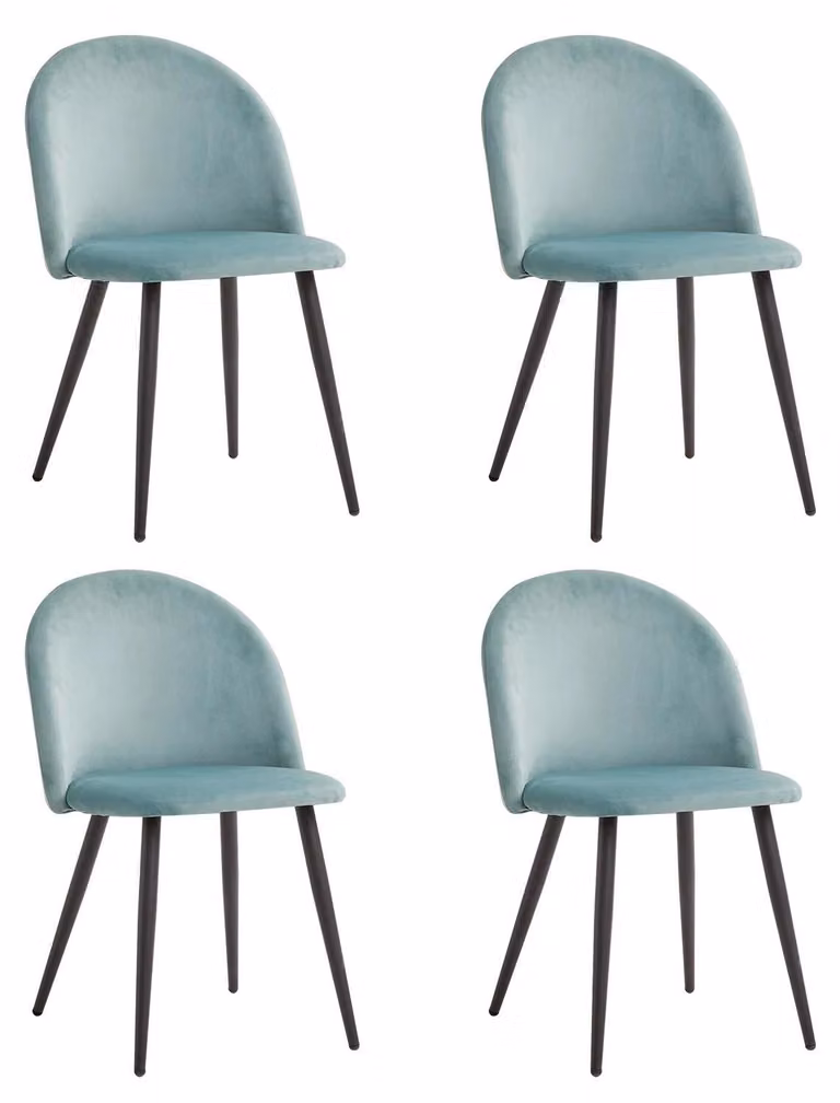 Sedie da pranzo scandinave - Set da 4 - Stile moderno - Struttura in metallo - Imbottite - Senza braccioli - Da montare - Verde