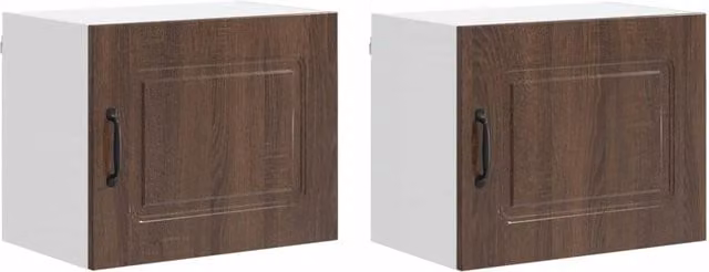 Set di 2 armadietti pensili da cucina moderni con ampio spazio di archiviazione 50 x 31 x 40 cm in legno ingegnerizzato rovere marrone 02_0053588