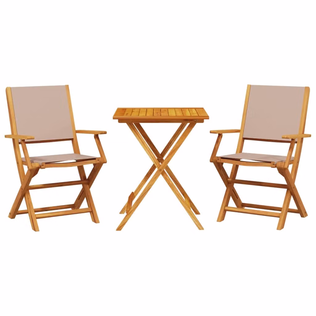 Set da Bistrot 3pz Tortora in Tessuto e Legno Massello