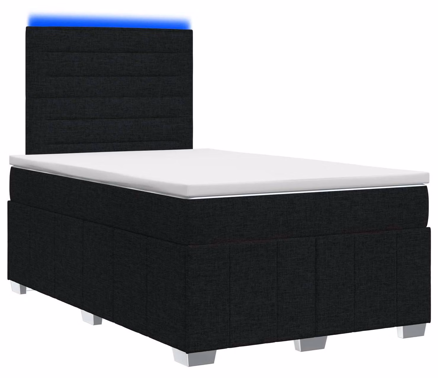 Letto boxspring LED con materasso nero 120 x 200 cm Tessuto