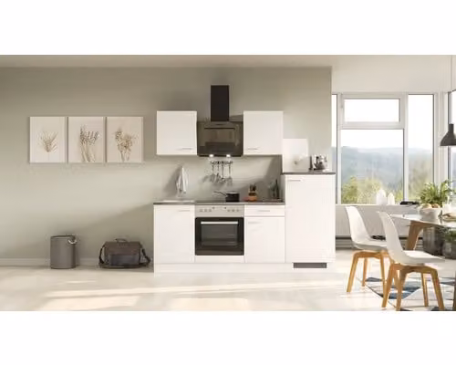 Mobile cucina con elettrodomestici Flex Well Lucca 220 cm colore frontale bianco opaco colore mobile bianco