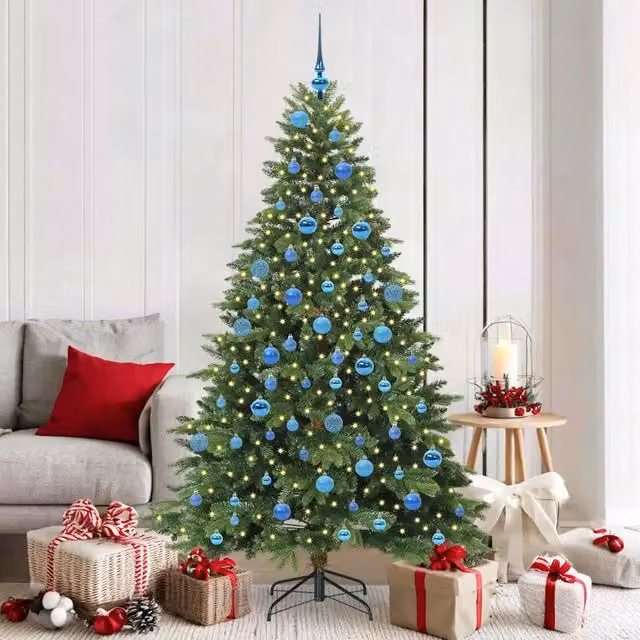 Albero di Natale artificiale moderno vidaXL verde con 300 LED luce bianca calda in PE e PVC, Altezza: 180 cm – 1