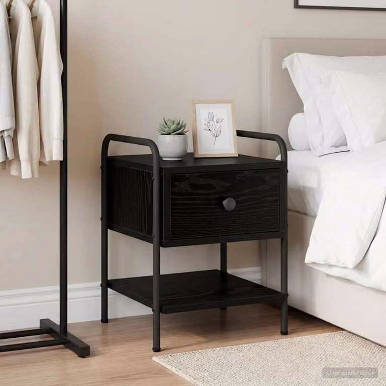 vidaXL Armadio da Notte Moderno Nero Opaco L: 35 cm, P: 36,5 cm, H: 47 cm