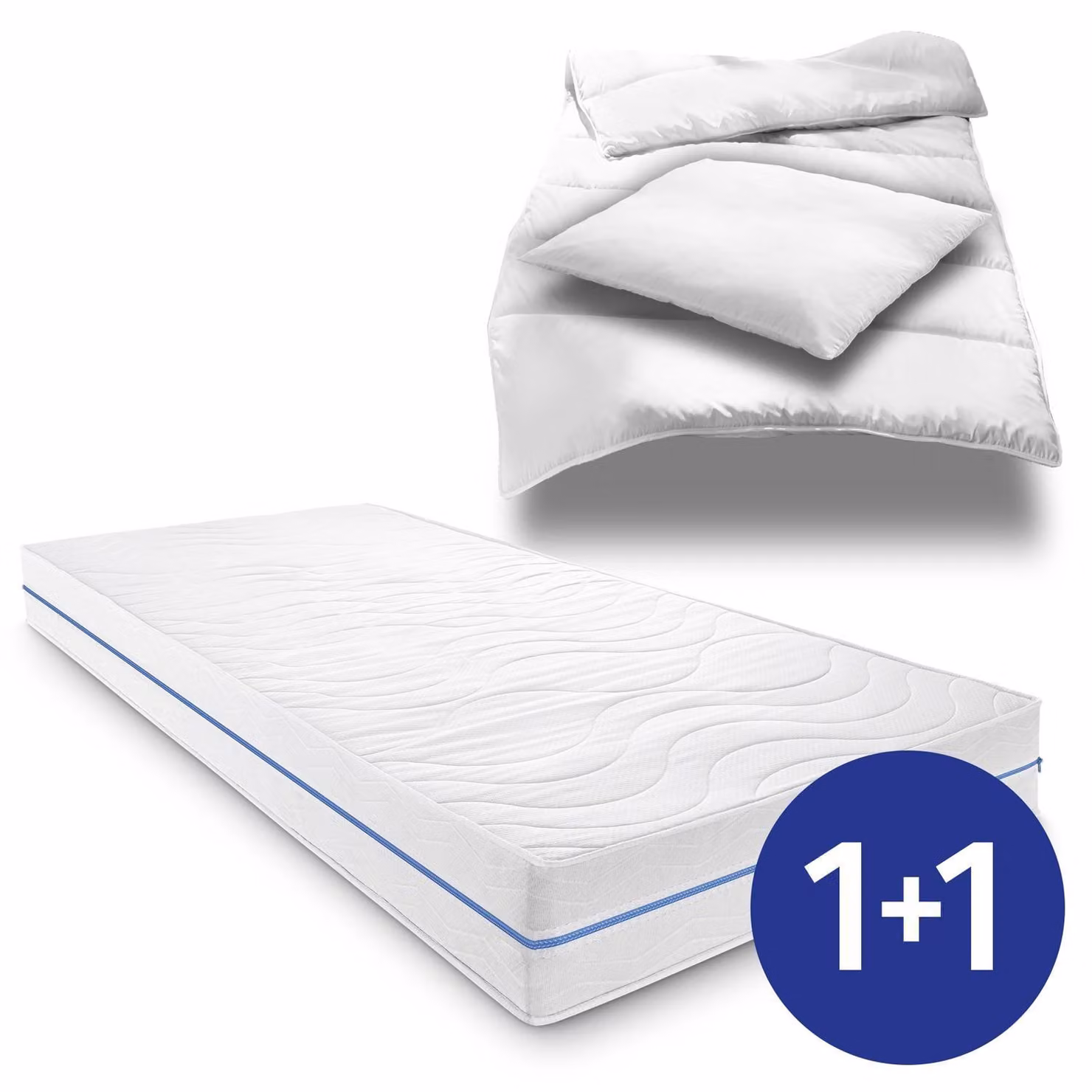 Materasso ergonomico 140x200 cm Supportho Premium a 7 zone, altezza 18 cm, grado di rigidità H2/H3 + set da letto in microfibra CloudComfort Basic 135 x 200 cm + 80 x 80 cm