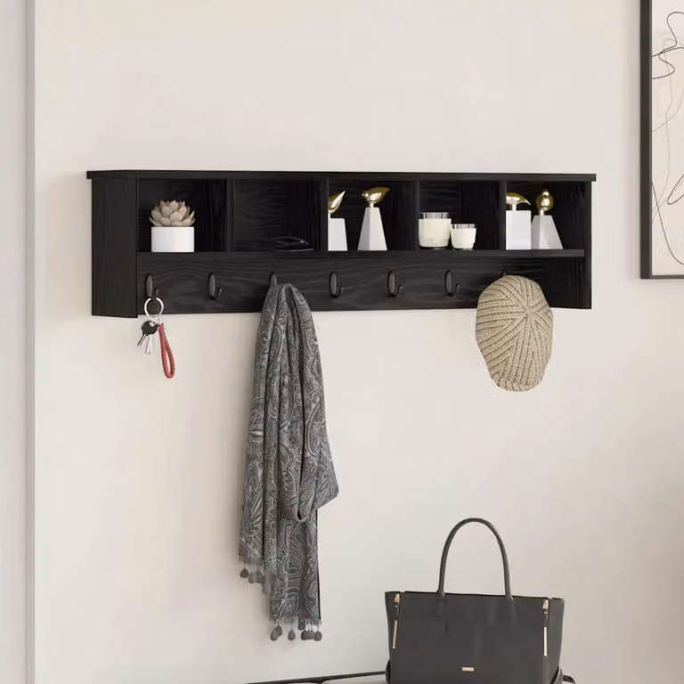 Appendiabiti a muro moderno vidaXL in legno e MDF, colore nero, L 100 x P 26 x H 16 cm