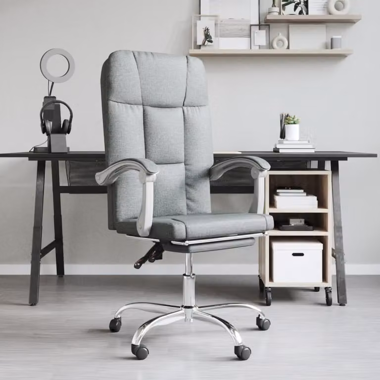The Living Store Sedia da ufficio con funzione reclinabile in tessuto grigio scuro