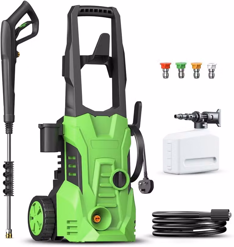 Idropulitrici elettriche – 120 bar – Idropulitrice portatile con lancia per schiuma neve e 4 ugelli