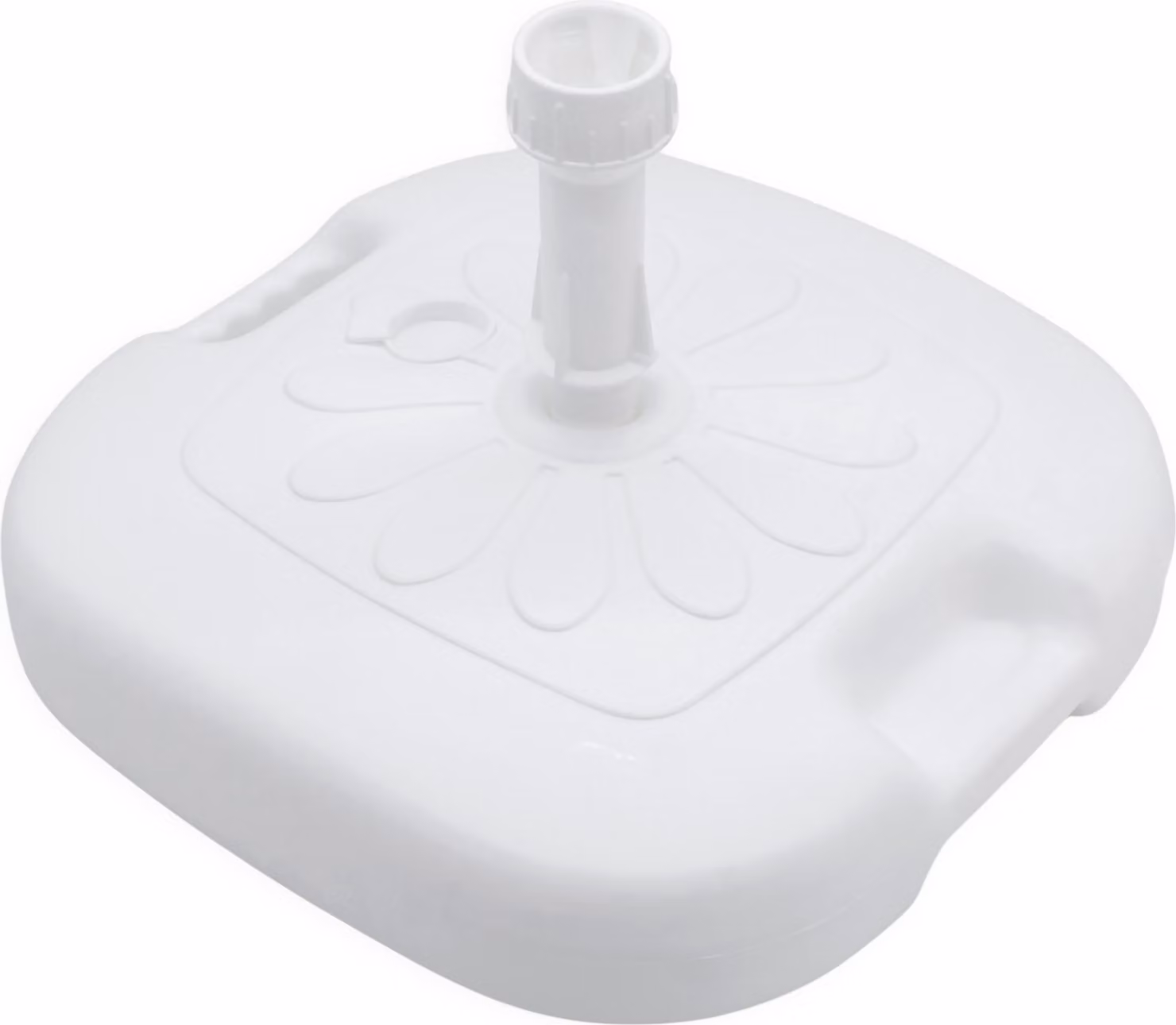 3.09 Base per ombrellone in plastica con decoro floreale - 16 litri / ca. 44 x 44 cm - Colore: bianco