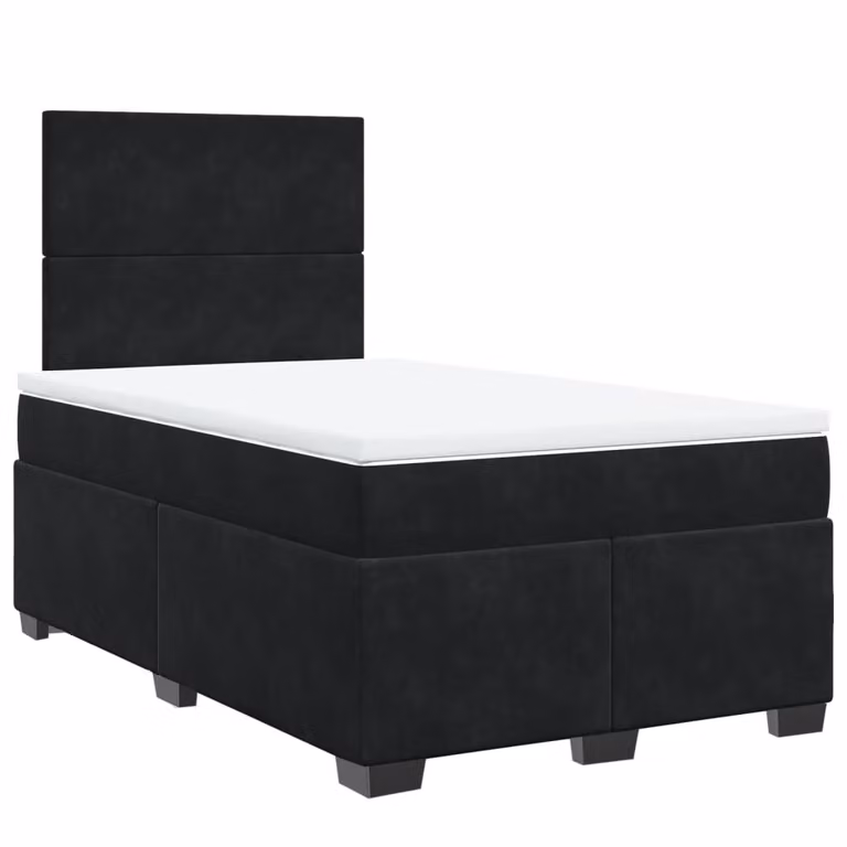 Giroletto a Molle con Materasso Nero 120x200 cm in Velluto