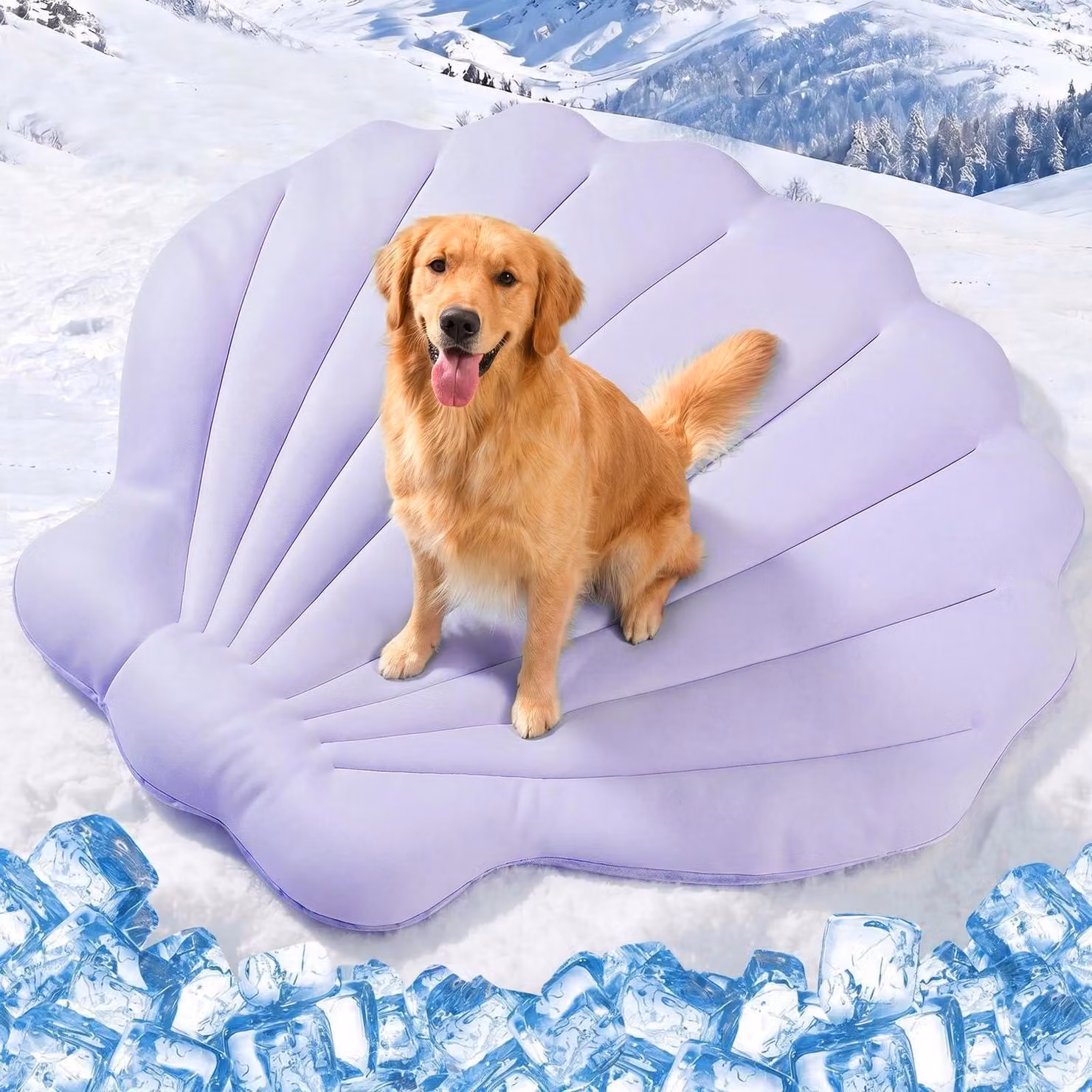Tappetino refrigerante per cani, 120x120 cm, auto-refrigerante, con tecnologia Q-Max >0,5, reversibile (effetto refrigerante/riscaldante), lavabile, senza gel, colore lilla