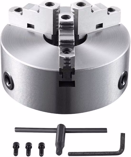 Mandrino di precisione con 3 morsetti auto-centranti, lunghezza 25,4 cm – Campo di serraggio: 6-250 mm (0,24-9,84 pollici) – Include viti a T – Ideale per stampanti 3D, centri utensili, frese e trapani