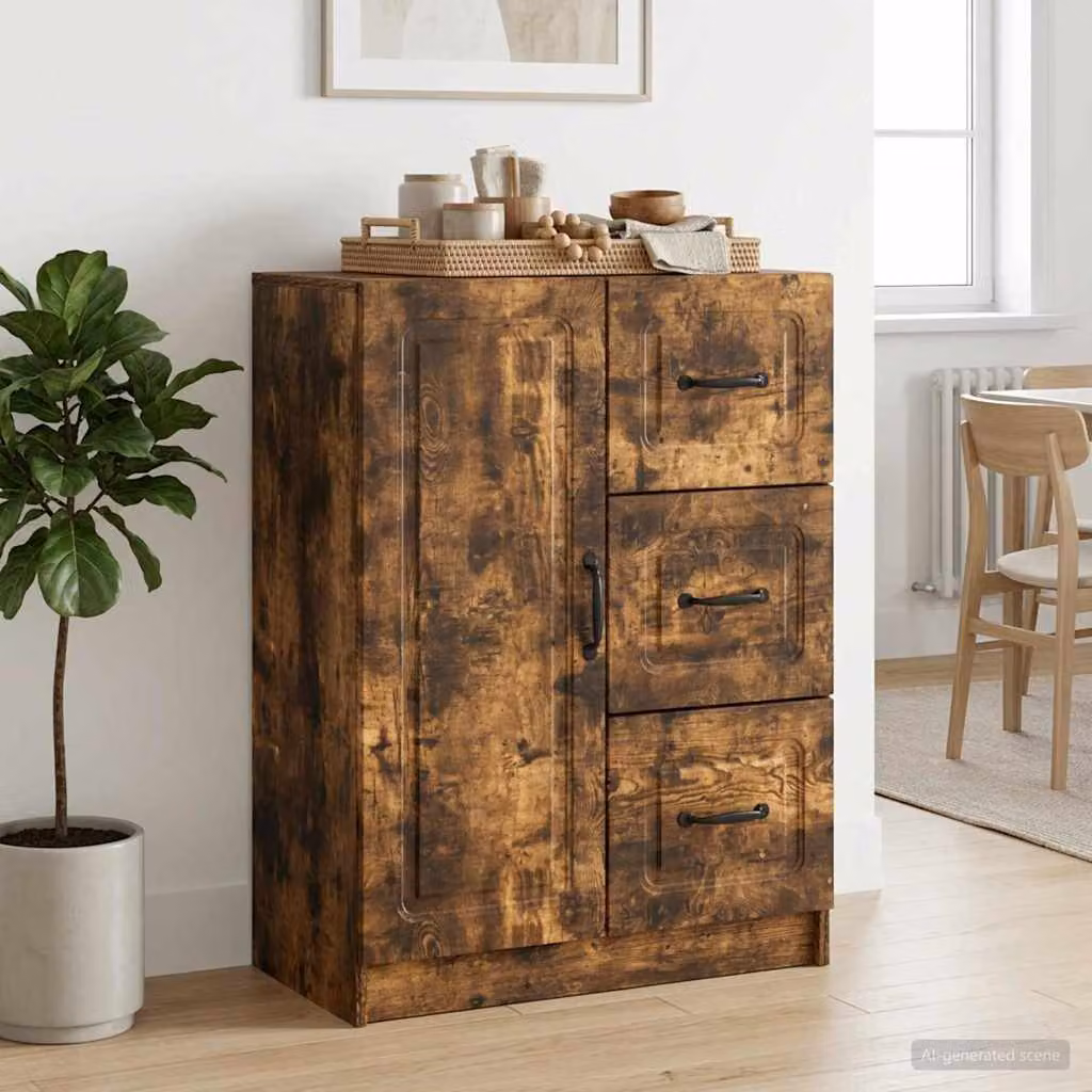 Credenza moderna vidaXL in legno ingegnerizzato color rovere fumo, L 66 cm x P 34,5 cm x H 87 cm