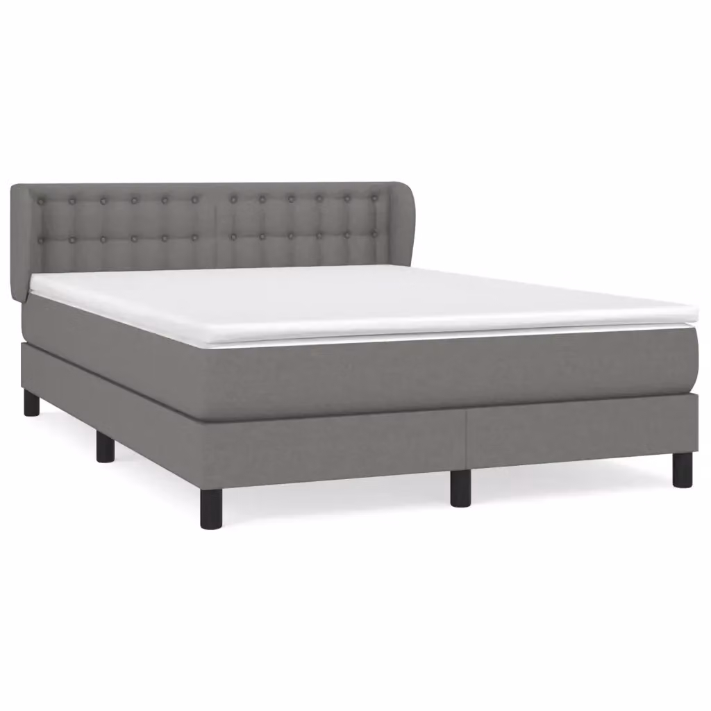vidaXL Giroletto a Molle con Materasso Ibrido in Tessuto Grigio e Bianco L/P/H: 200 x 140 x 88 cm – 2