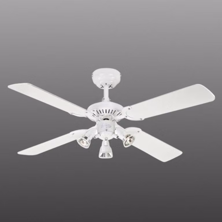 Westinghouse Ventilatore Princess Euro, a 3 luci Euro, Bianco / Opale, Soggiorno / Sala da pranzo, Legno, Moderno