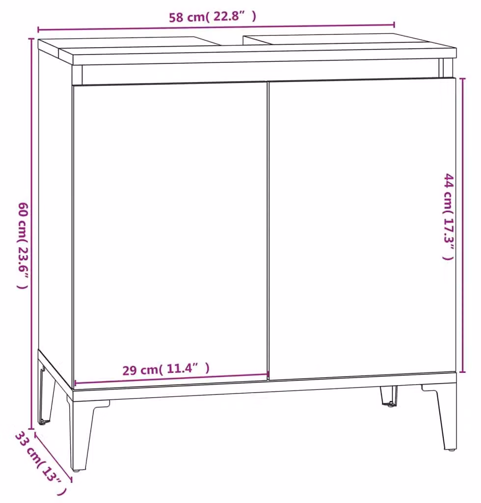 Set di mobili da bagno - Mobile bagno - Mobile lavabo - Mobile sottolavabo - Mobile contenitore a specchio - Colore: rovere Sonoma