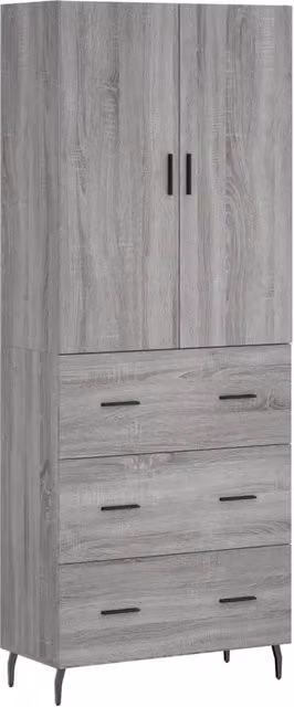 Credenza | Madia | Buffet da pranzo | Armadio da pranzo Grigio Sonoma 69,5x34x180 cm in Legno Multistrato