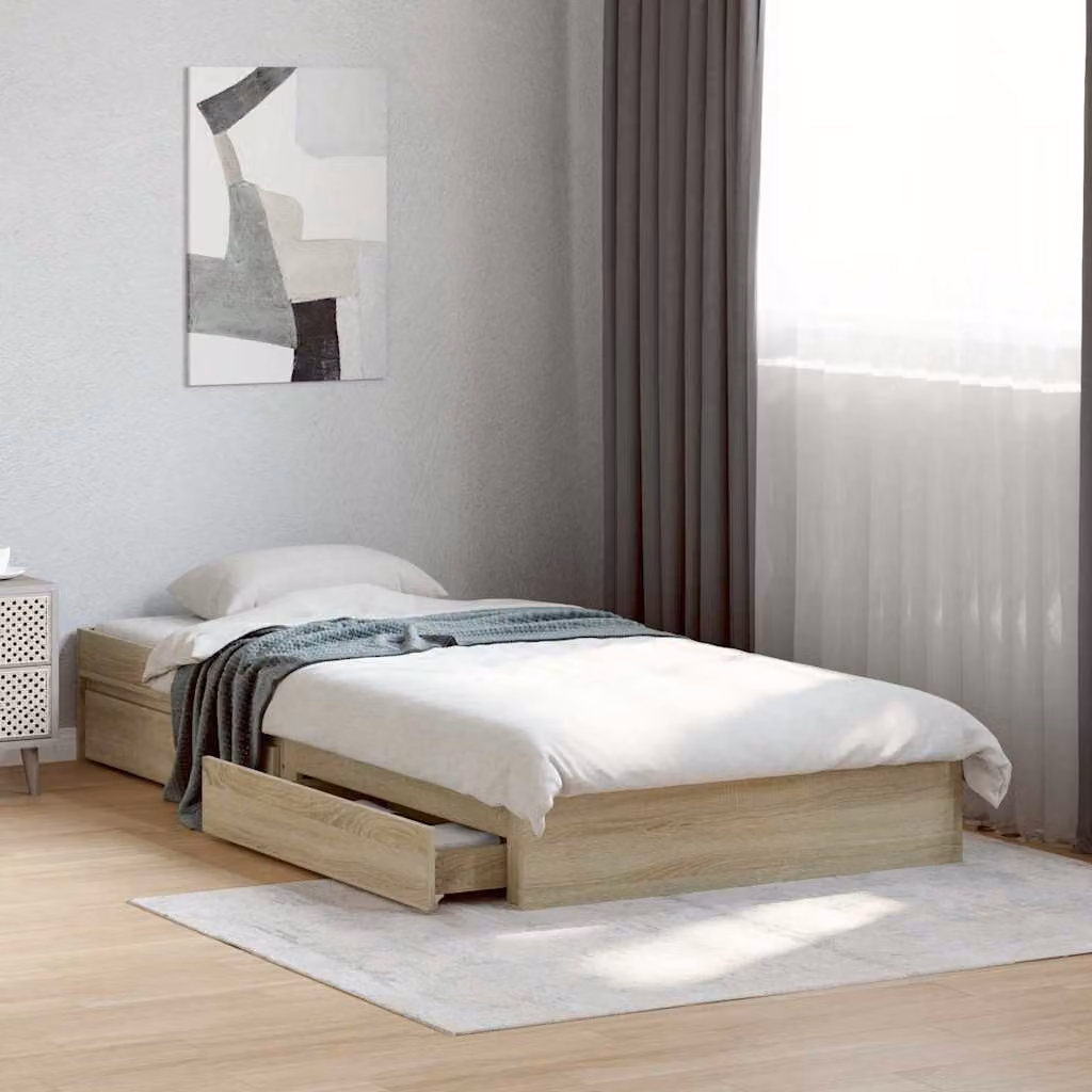 Giroletto con cassetti vidaXL in legno Rovere Sonoma, L: 78 cm, P: 193 cm, H: 28 cm – 1