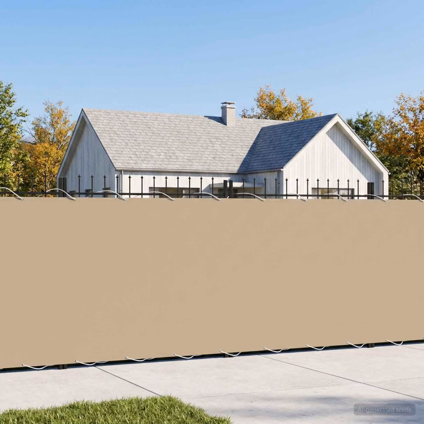 Schermo di privacy per balcone vidaXL in poliestere beige, L: 500 cm, H: 180 cm