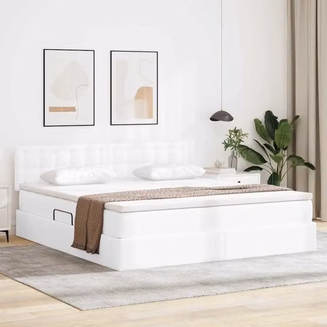 Letto con contenitore e LED con led Bianco Puro 180 x 200 cm 3371042