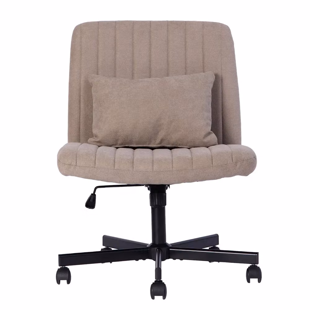 Sedia da ufficio girevole Xylo in tessuto beige imbottita con altezza regolabile e ruote – 2