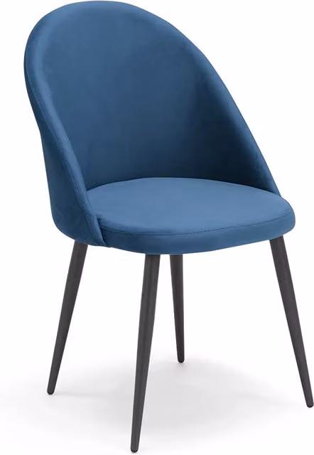 Sedia Redokasa moderna in velluto blu con gambe in metallo per soggiorno e cucina