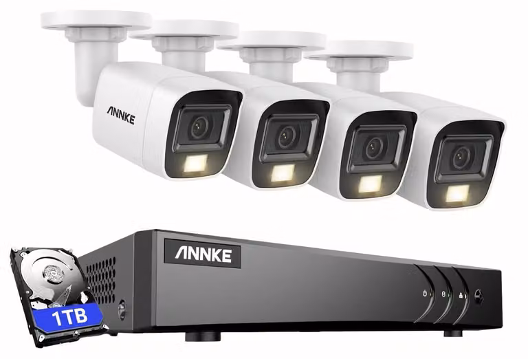 Sistema di sicurezza: 4 telecamere duale con sensore da 3K, dotate di hard disk da 1TB e tecnologia di rilevamento di persone e veicoli basata sull'intelligenza artificiale