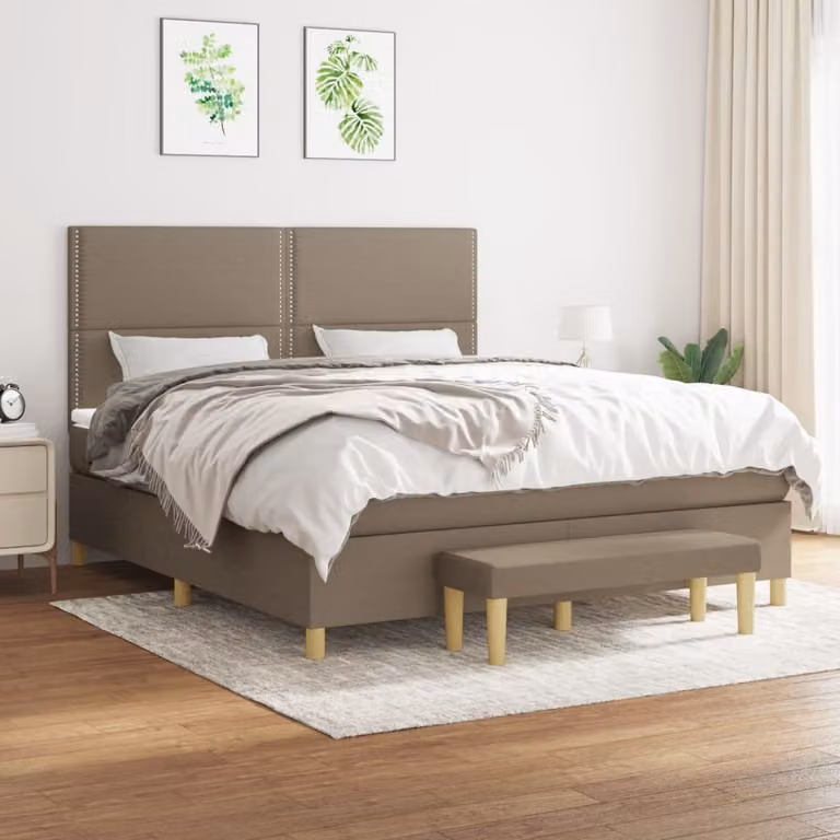 Maison Exclusive - Giroletto a Molle con Materasso Tortora 180x200 cm in Tessuto