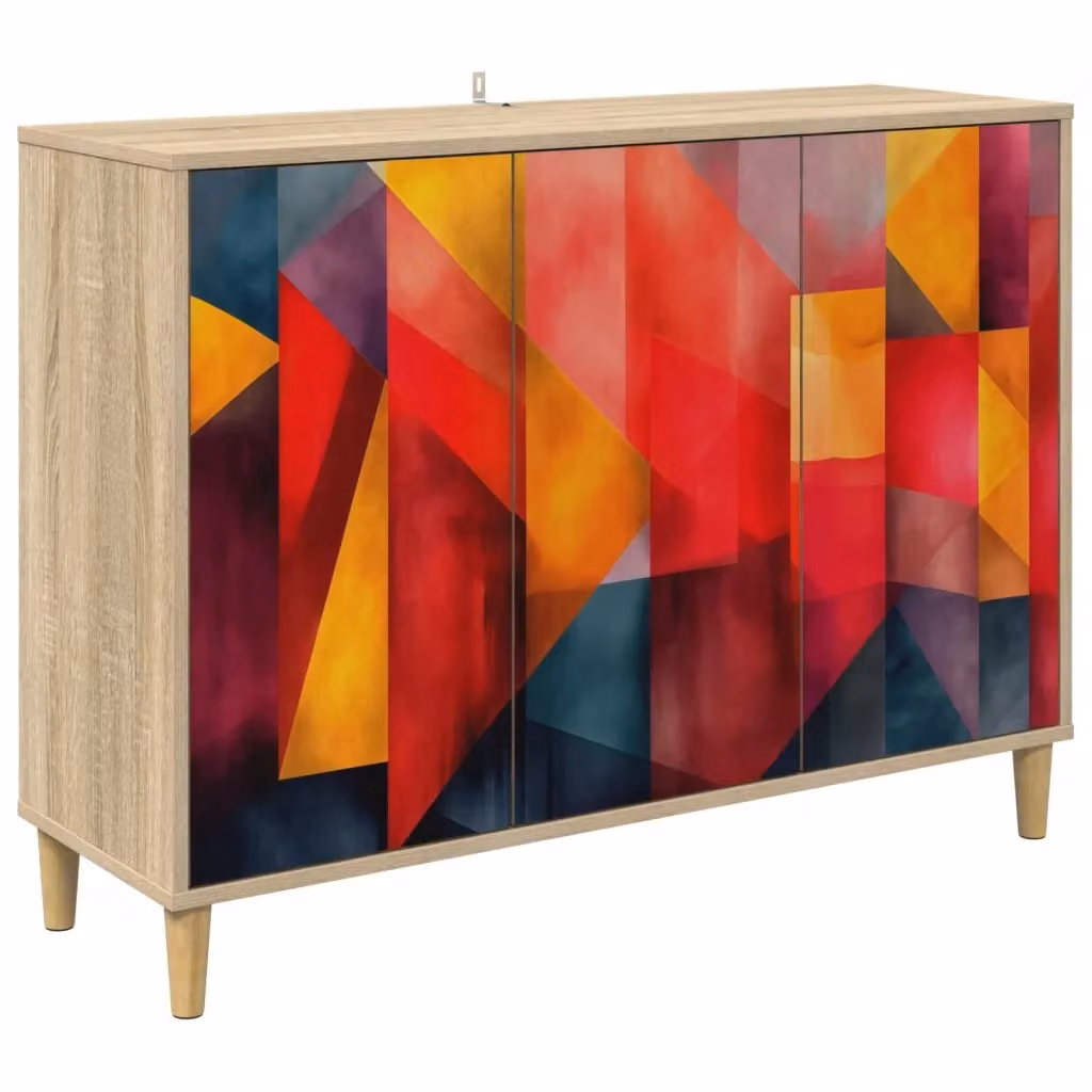 Credenza moderna HEESCH vidaXL in legno ingegnerizzato marrone e multicolore L: 102 cm, P: 33 cm, H: 75 cm – 2